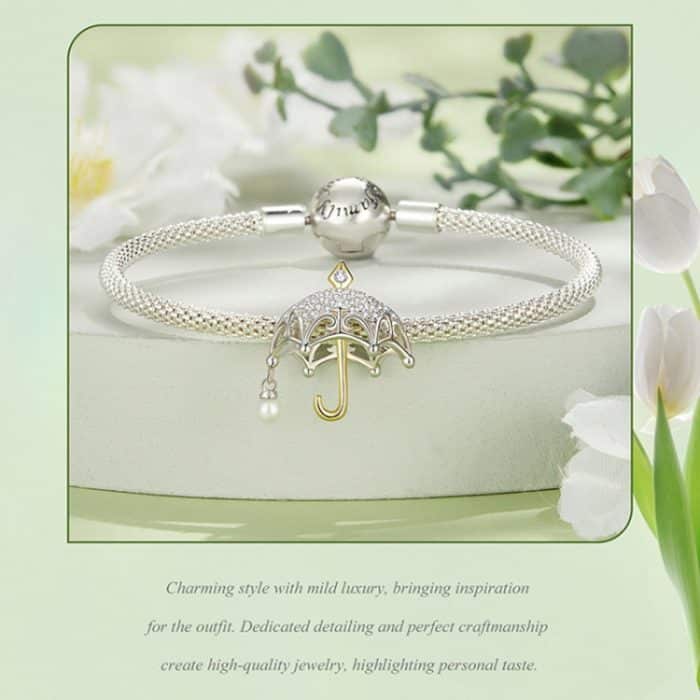 BSC862 S925 Sterling Silber Kleiner Regenschirm Anhänger Zubehör DIY Armband Perlen – Bild 6