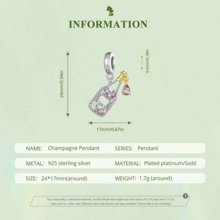 BSC863 S925 Sterling Silber Französisch Champagner Anhänger Zubehör DIY Armband Perlen – Bild 2