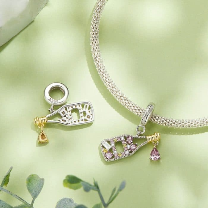 BSC863 S925 Sterling Silber Französisch Champagner Anhänger Zubehör DIY Armband Perlen – Bild 5