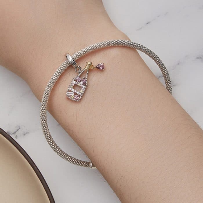 BSC863 S925 Sterling Silber Französisch Champagner Anhänger Zubehör DIY Armband Perlen – Bild 7