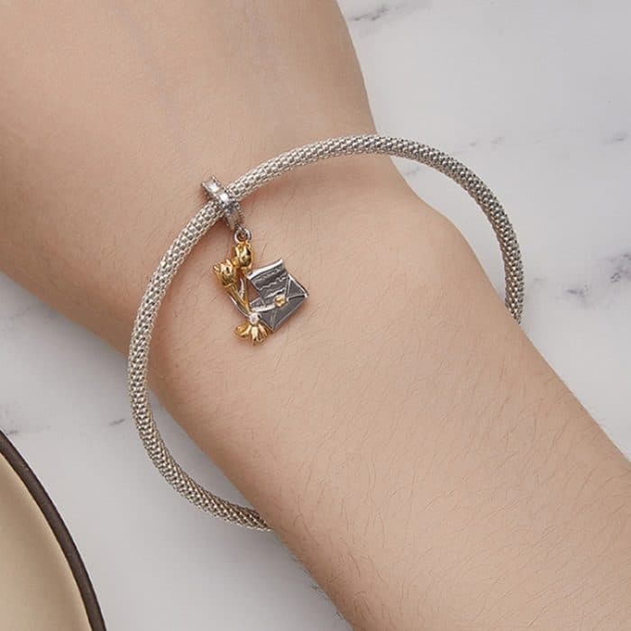 BSC864 S925 Sterling Silber Einladung Form Anhänger Zubehör DIY Armband Perlen – Bild 7