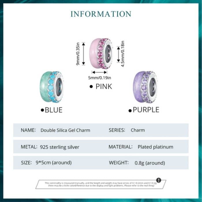 S925 Sterling Silber Doppelschicht Silikon Perlen Anhänger Zubehör DIY Armband Perlen – Bild 2