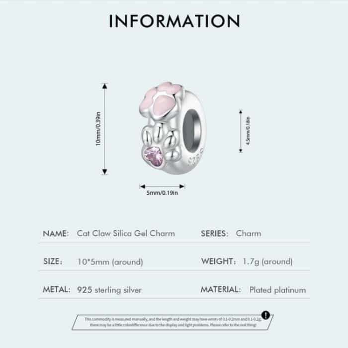 SCC2515 S925 Sterling Silber Katzenkralle Silikonperlen Anhänger Zubehör DIY Armband Perlen – Bild 2