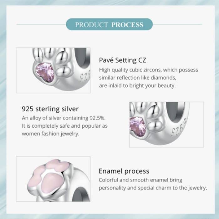 SCC2515 S925 Sterling Silber Katzenkralle Silikonperlen Anhänger Zubehör DIY Armband Perlen – Bild 3