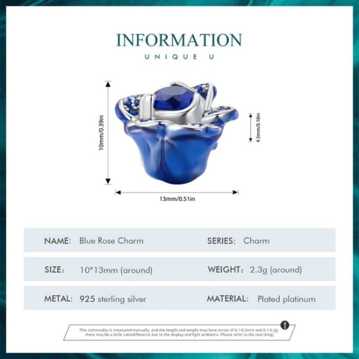 BSC879 S925 Sterling Silber Blaue Zauberin Rose Anhänger Zubehör DIY Armband Perlen – Bild 3