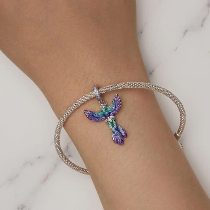 BSC880 S925 Sterling Silber Bunte Farbverlauf Phoenix Anhänger Zubehör DIY Armband Perlen – Bild 7