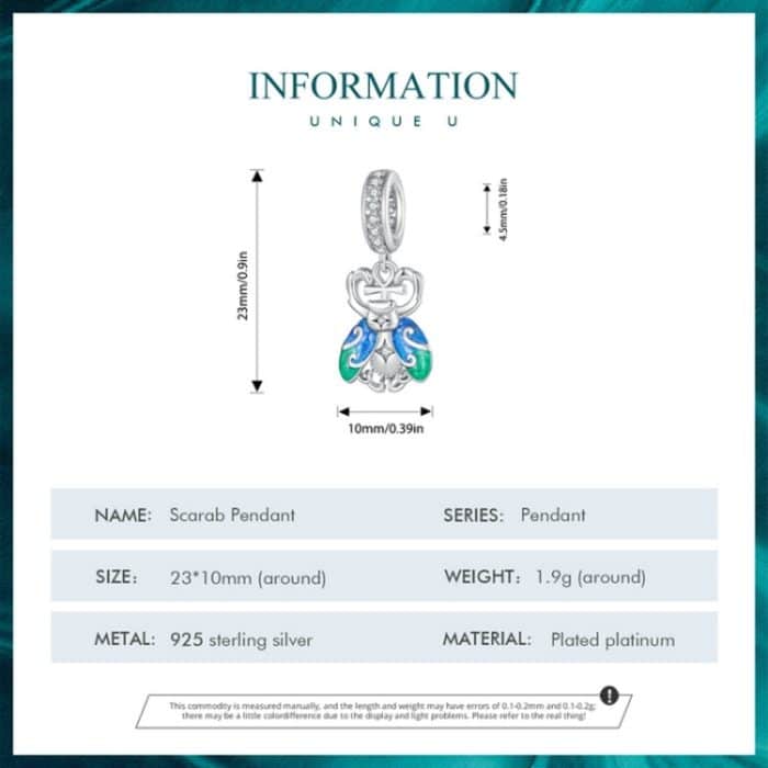 BSC881 S925 Sterling Silber Farbverlauf Skarabäus Anhänger Zubehör DIY Armband Perlen – Bild 2