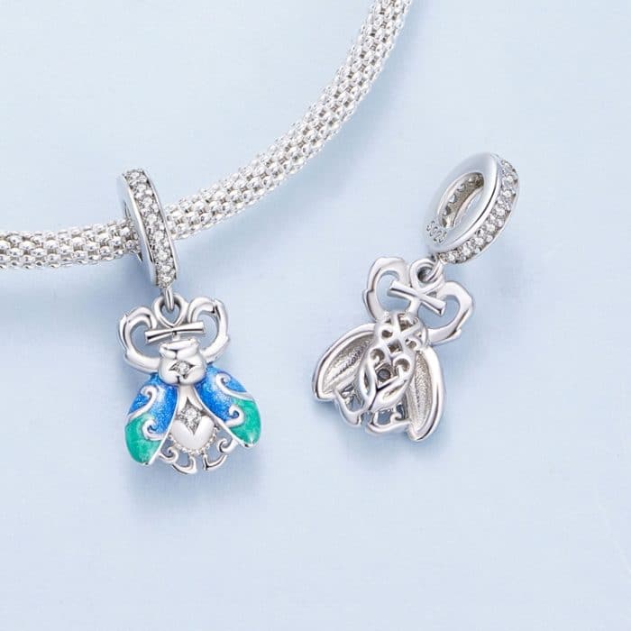 BSC881 S925 Sterling Silber Farbverlauf Skarabäus Anhänger Zubehör DIY Armband Perlen – Bild 6