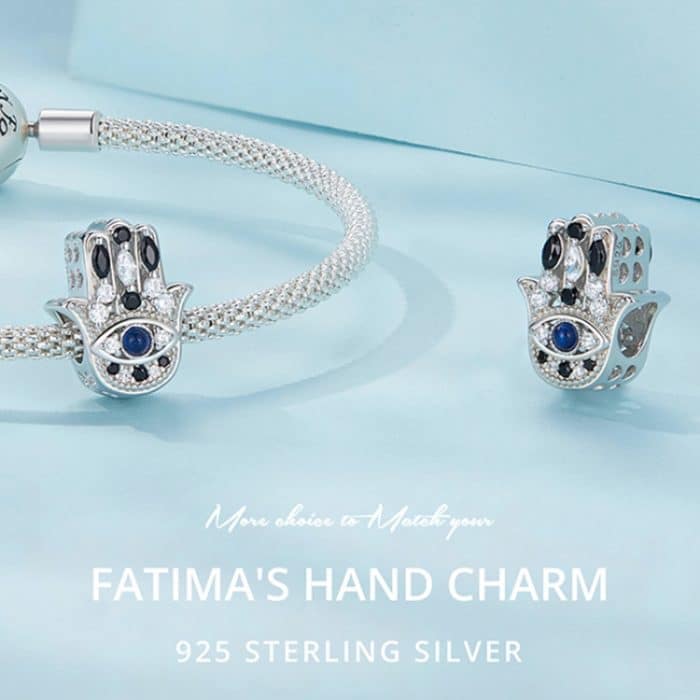 SCC2522 S925 Sterling Silber Hand der Fatima Anhänger Zubehör DIY Armband Perlen – Bild 6