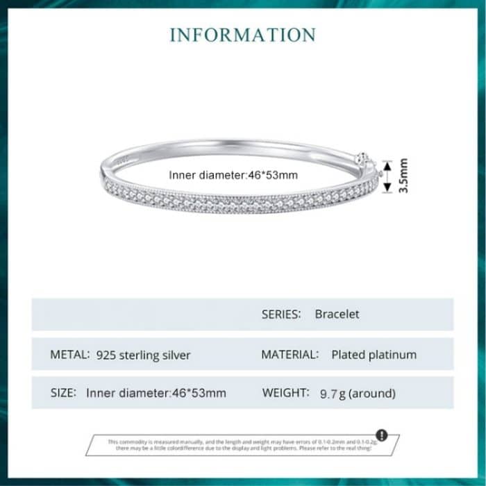 BSB130-17 Armband aus Sterlingsilber, S925, weißvergoldet, Zirkon, dünn, glitzernd – Bild 2