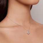 BSN334 Sterling Silber S925 Weißgold plattierte Glücksklee-Anhänger-Halskette – Bild 6