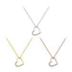 SCN347-B Sterling Silber S925 Zirkon Einfache Mode Hohl Herz Form Halskette – Bild 2