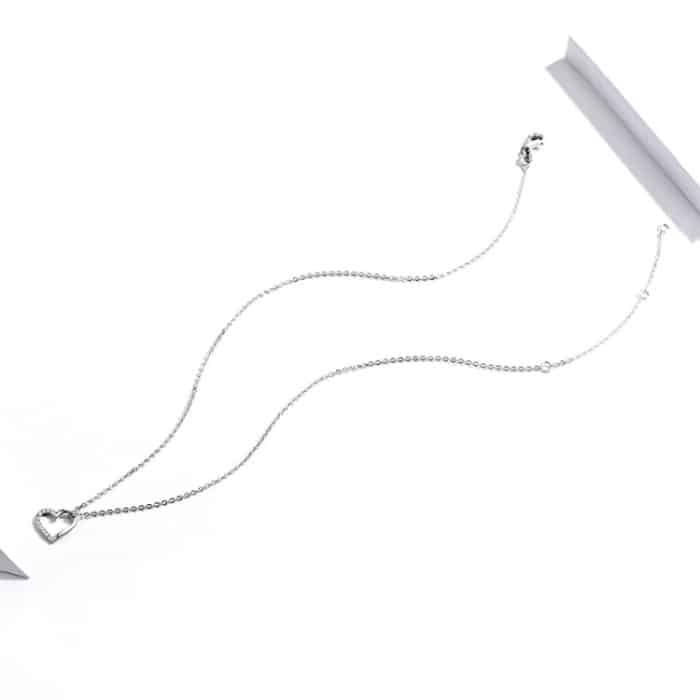 SCN347-B Sterling Silber S925 Zirkon Einfache Mode Hohl Herz Form Halskette – Bild 4