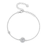 MSB007 Einfaches Armband aus Sterlingsilber mit S925-Weißgold und Zirkon-Moissanit