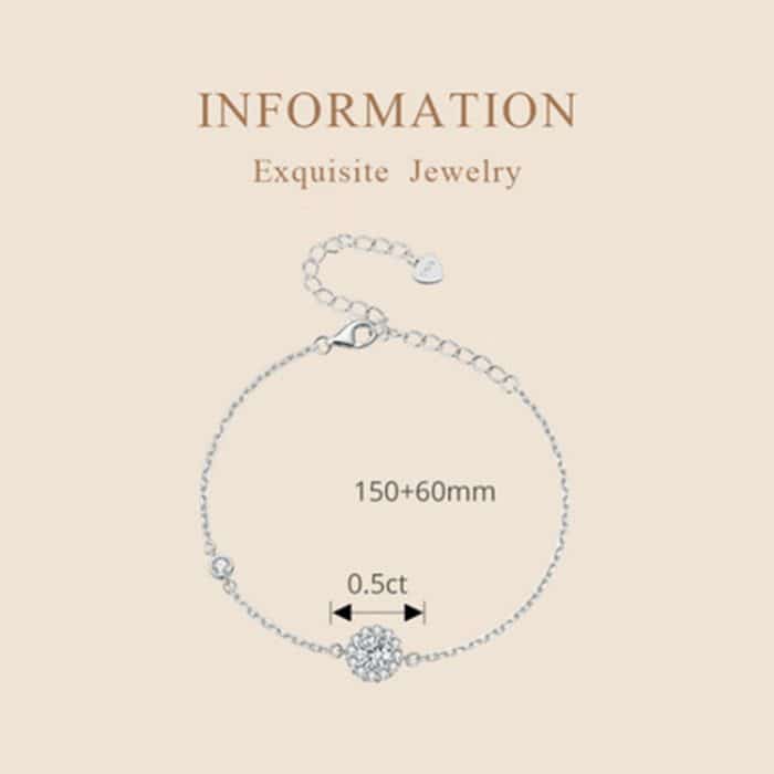 MSB007 Einfaches Armband aus Sterlingsilber mit S925-Weißgold und Zirkon-Moissanit – Bild 3