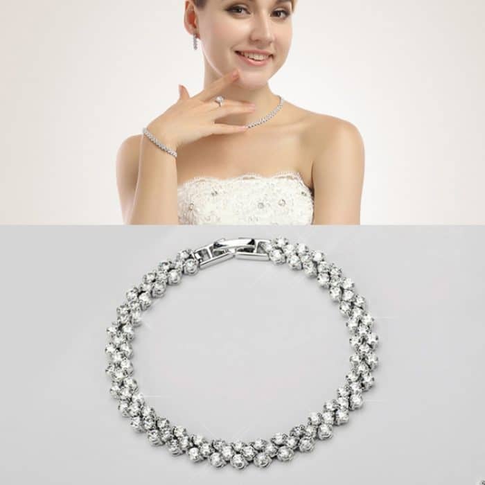 16cm Mode Zirkon verkrustete römische Armbänder Platinierter Armbandschmuck – Bild 1