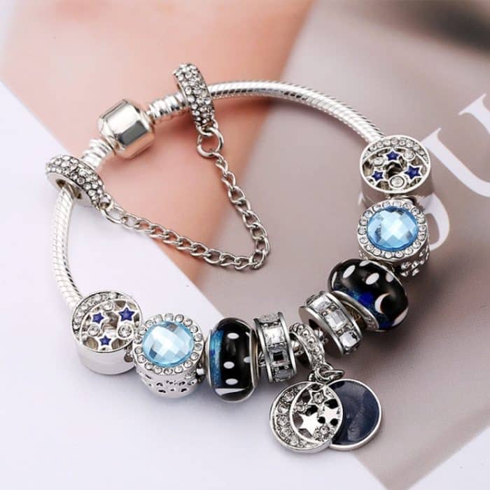 18cm Mode Ethnischen Stil Boho Blue Sky Star Mond Perlen Armbänder – Bild 2