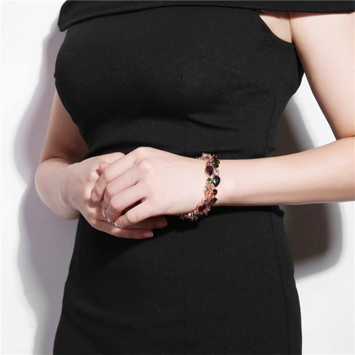 17cm Mode Mona Lisa Rose Gold Bunte Zirkon Perlen Armbänder – Bild 5