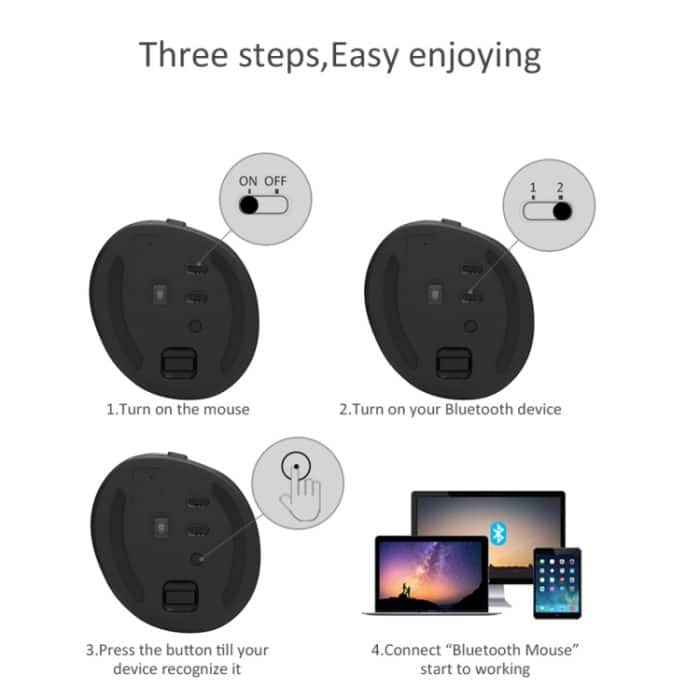 DELUX M618 Mini 2,4 G Wireless 2400 DPI USB wiederaufladbare ergonomische vertikale Maus, M618 Pink, M618 Grey – Bild 6