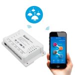 Sonoff 4CH Pro 433 MHz Fernbedienung + WiFi Smart Timer-Schalter, Verriegelung / Selbsthemmung, 3 Arbeitsmodi, Kompatibel mit Alexa und Google Home, Unterstützung für iOS und Android