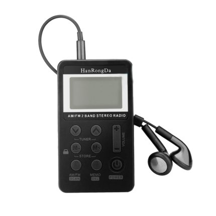 Tragbarer AM/FM-Zweiband- wiederaufladbarer Stereo-Radio-Miniempfänger mit LCD-Bildschirm, Kopfhöreranschluss und Trageband