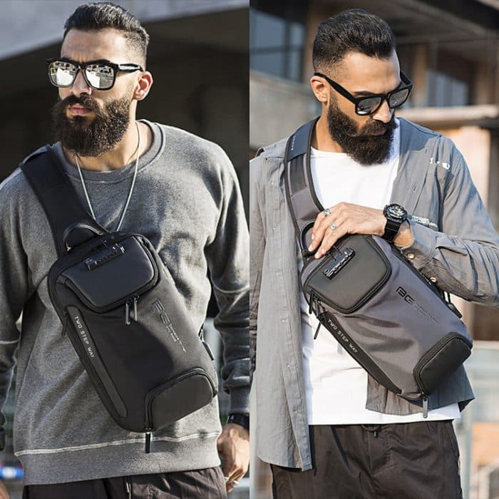 BANGE Herren-Sicherheits-USB-Brusttasche, tragbare Outdoor-Umhängetasche, Shoulder Bag, Outdoor Shoulder Bag – Bild 13