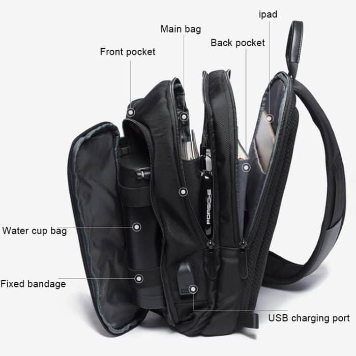 BANGE Mode Casual Umhängetasche Outdoor USB Brusttasche, USB Chest Bag – Bild 5