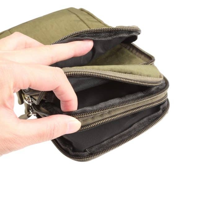 Outdoor-Handy-Tragetasche, Nylon-Crossbody-Schulter-Handy-Holster, Taillengürtel, Brieftaschen-Tasche mit Karabiner – Bild 10