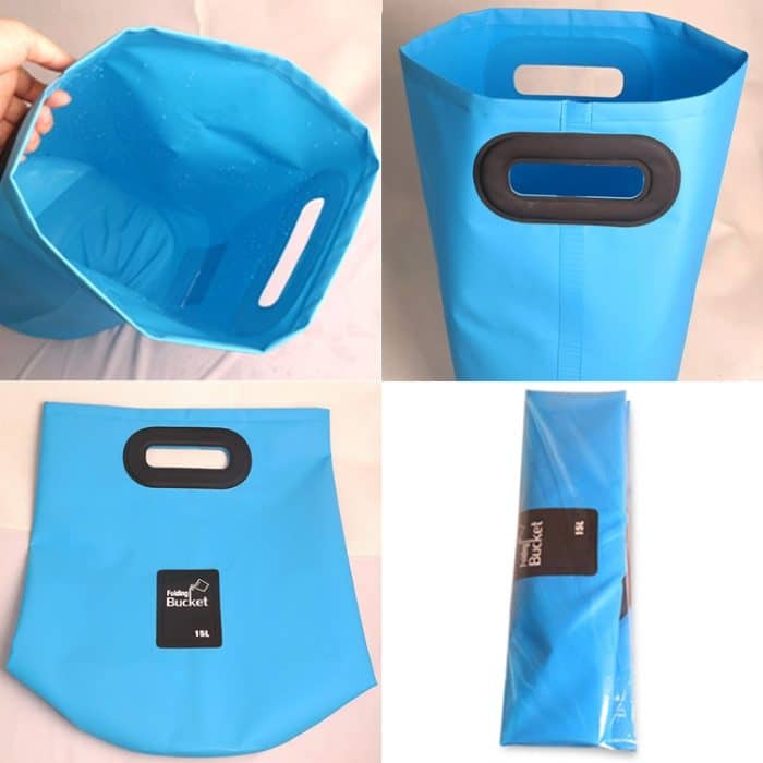 Tragbares, zusammenklappbares Waschbecken für den Außenbereich, zusammenklappbarer PVC-Eimer, Fassungsvermögen: 15 l, 15L Black, 15L Dark Blue, 15L Orange, 15L Green, 15L Rose Red – Bild 4
