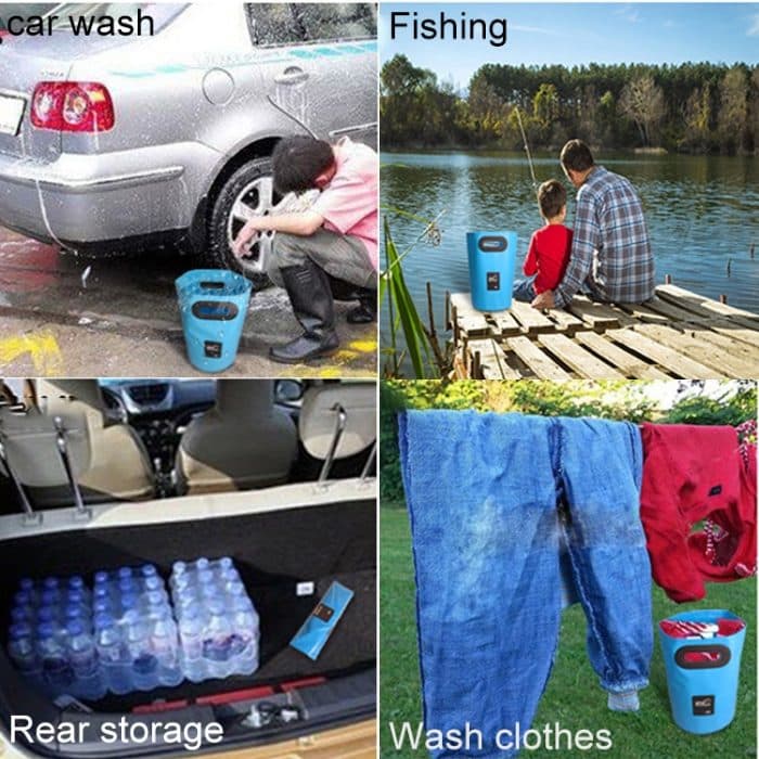 Tragbares, zusammenklappbares Waschbecken für den Außenbereich, zusammenklappbarer PVC-Eimer, Fassungsvermögen: 15 l, 15L Black, 15L Dark Blue, 15L Orange, 15L Green, 15L Rose Red – Bild 8