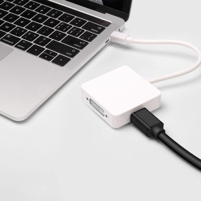 3-in-1-Mini-DP-Stecker auf HDMI + VGA + DVI-Buchse, quadratischer Adapter, Kabellänge: 18 cm, Mini DP to HDMI + VGA + DVI Black, Mini DP to HDMI + VGA + DVI White – Bild 6