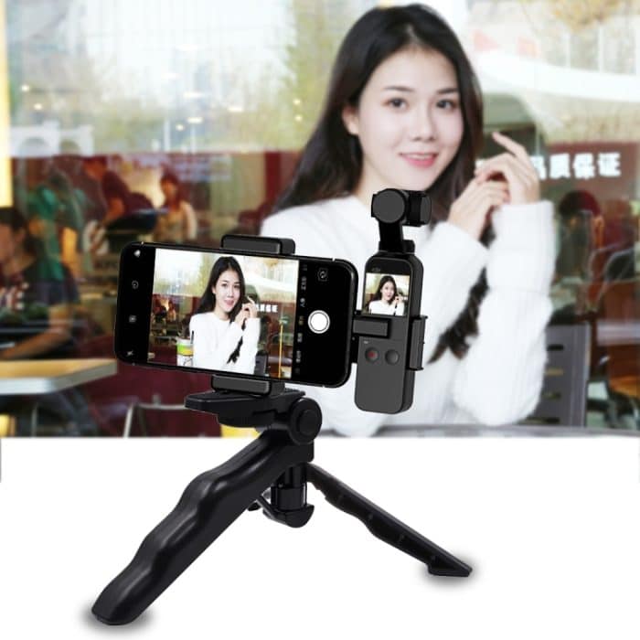 PULUZ Smartphone-Befestigungsklemme 1/4 Zoll Halterungshalterung + Griff-Klappstativ-Montagesätze für DJI OSMO Pocket / Pocket 2 – Bild 10