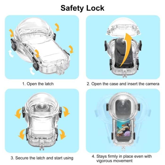 For Insta360 X5 PULUZ 60m Waterproof Sealed Diving Case with Silicone Lens Cover, Diving Case with Silicone Lens Cover – Bild 8