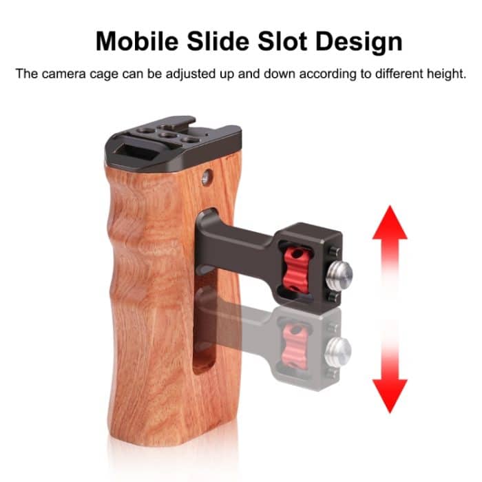 PULUZ 3/8 Zoll Schraube Universal Kamera Holzseitengriff mit Kaltschuhhalterung für Kamerakäfigstabilisator, 3/8 inch Screw(Black), 3/8 inch Screw(Bronze) – Bild 4