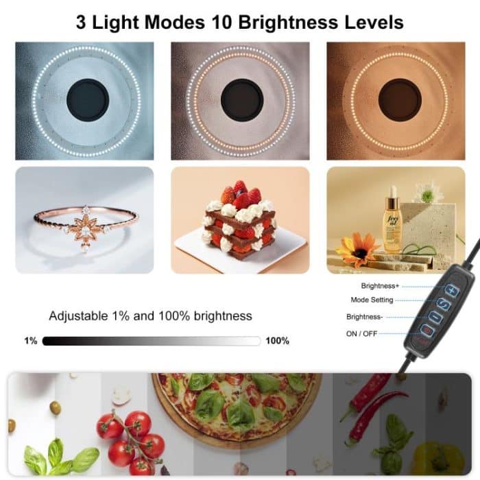 PULUZ 50 cm faltbares tragbares Ringlicht PD30W Schnelllade-USB-Fotobeleuchtung Studio-Schießzeltbox mit 6 x doppelseitigen Hintergründen, Größe: 50 cm x 50 cm x 50 cm – Bild 4