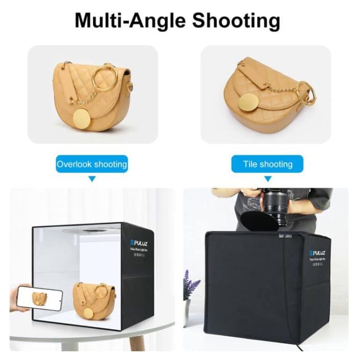 PULUZ 50 cm faltbares tragbares Ringlicht PD30W Schnelllade-USB-Fotobeleuchtung Studio-Schießzeltbox mit 6 x doppelseitigen Hintergründen, Größe: 50 cm x 50 cm x 50 cm – Bild 7