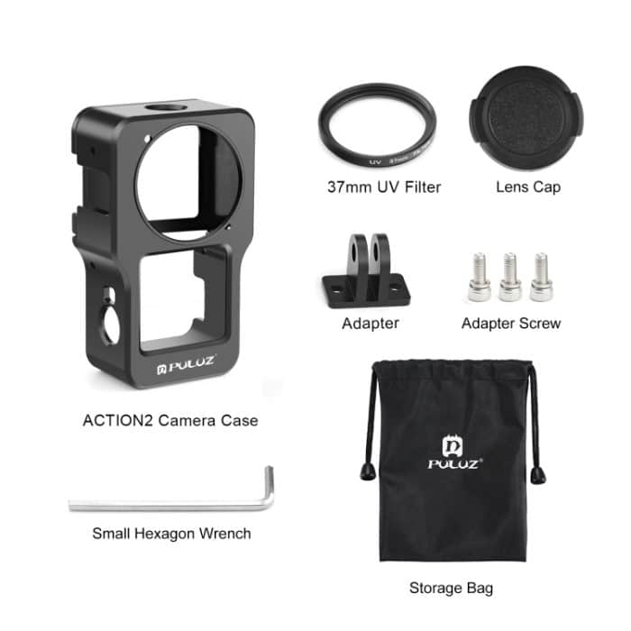 PULUZ Käfig aus CNC-Aluminiumlegierung für DJI Action 2, Aluminum Cage (Black), Aluminum Cage (Titanium Color) – Bild 7