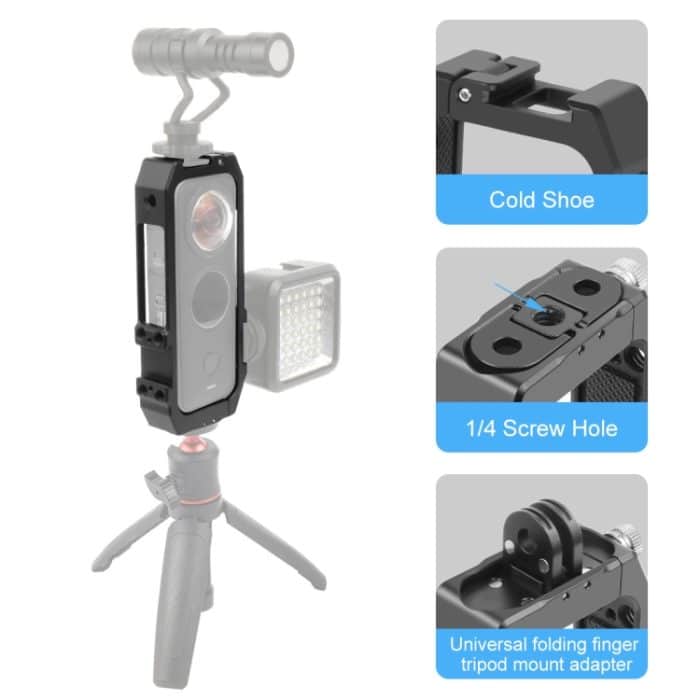 PULUZ Schutzkäfig-Rig-Gehäuserahmen mit Kaltschuhhalterungen und magnetischem Klappstativadapter für Insta360 ONE X2, Cage For Insta360 ONE X2 – Bild 3
