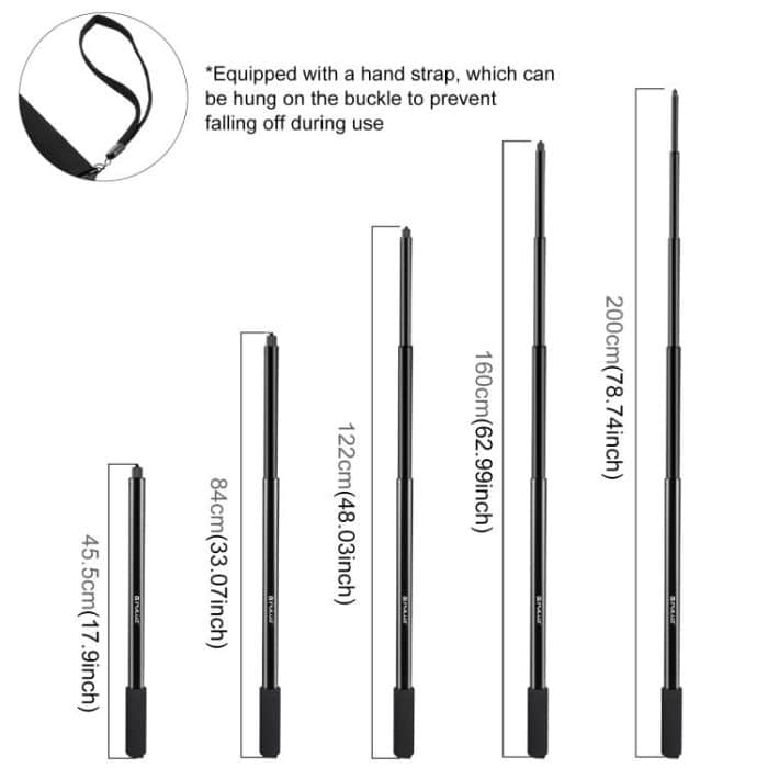 PULUZ 2 m Metall-Selfie-Stick-Einbeinstativ für Insta360 One RS / X2 / X3, 2m Monopod – Bild 3