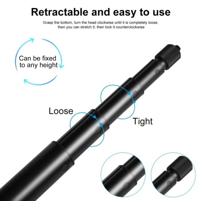 PULUZ 2 m Metall-Selfie-Stick-Einbeinstativ für Insta360 One RS / X2 / X3, 2m Monopod – Bild 5