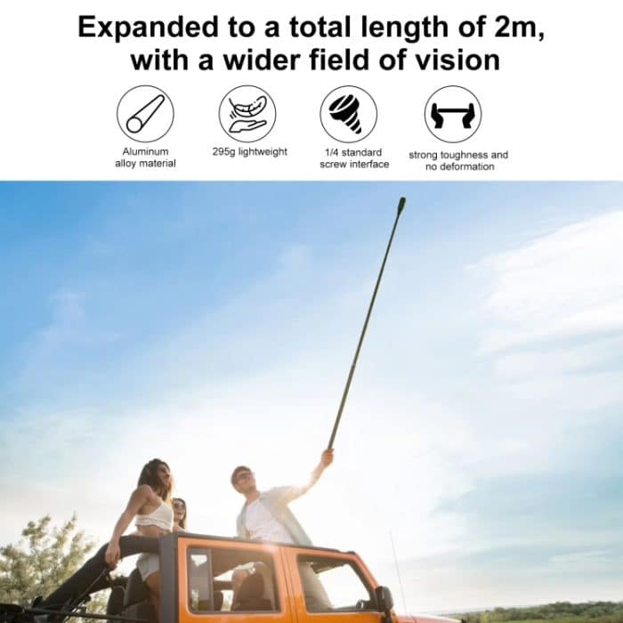 PULUZ 2 m Metall-Selfie-Stick-Einbeinstativ für Insta360 One RS / X2 / X3, 2m Monopod – Bild 7