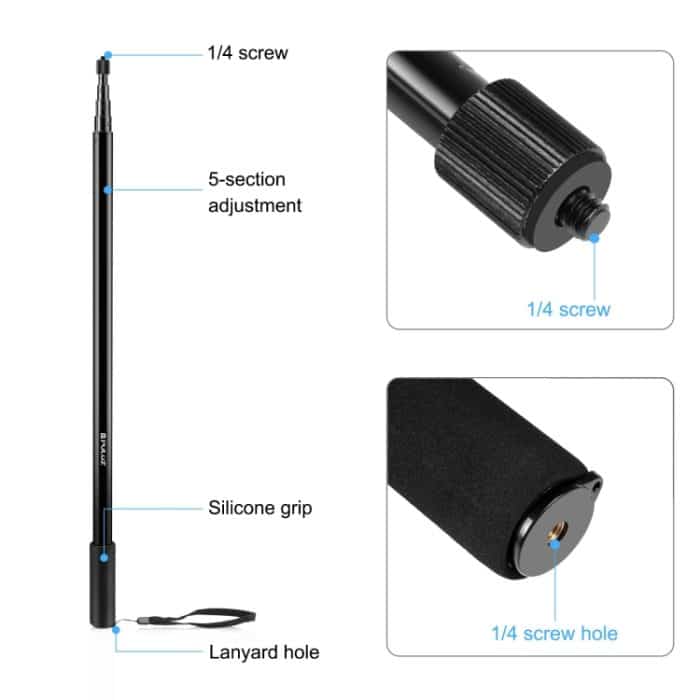 PULUZ 3 m Metall-Selfie-Stick-Einbeinstativ für Insta360 One RS / X2 / X3, 3m Monopod – Bild 4