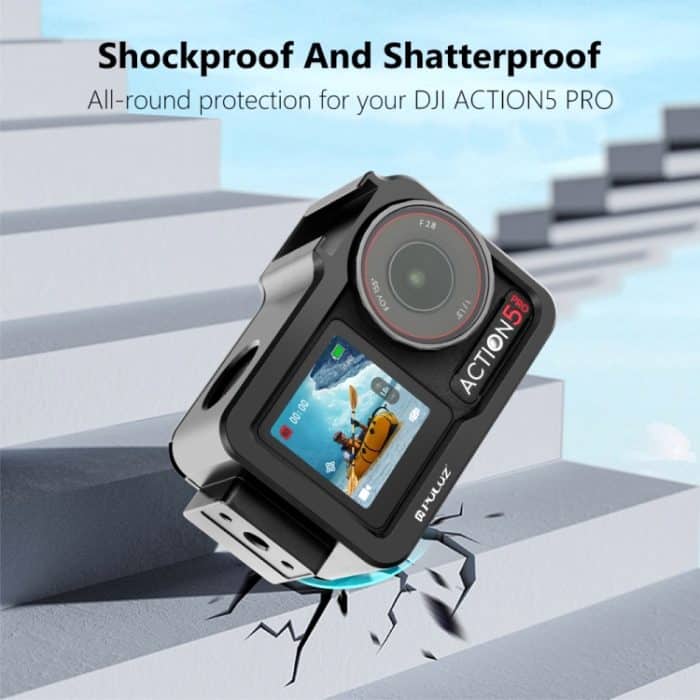 Für DJI Osmo Action 5 Pro PULUZ Metallkäfig-Erweiterungsadapterrahmen mit Kaltschuh, For DJI Osmo Action 5 Pro Metal Cage – Bild 6