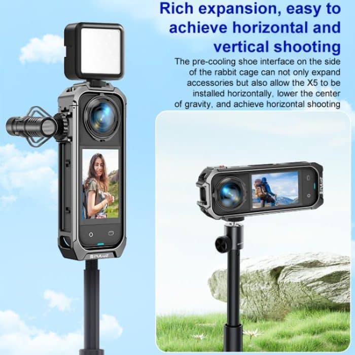 For Insta360 X4 PULUZ Aluminum Alloy Protective Cage Rig Expand Cold Shoe Housing Frame, Protective Cage – Bild 4