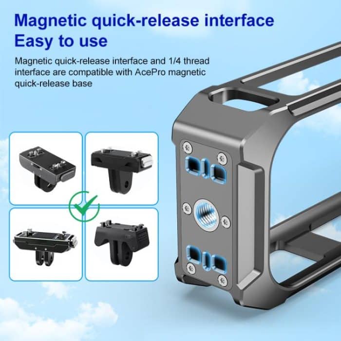 For Insta360 X4 PULUZ Aluminum Alloy Protective Cage Rig Expand Cold Shoe Housing Frame, Protective Cage – Bild 5