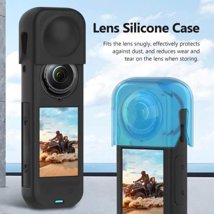 For Insta360 X5 PULUZ Silicone Protective Case with Lens Cover, Case with Lens Cover (Black) – Bild 7