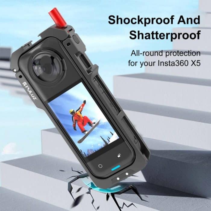 For Insta360 X5 PULUZ Metal Protective Cage Rig Housing Frame with Lens Cover, Metal Protective Cage – Bild 6