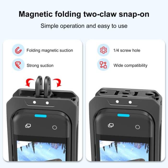 For Insta360 X5 PULUZ Metal Protective Cage Rig Housing Frame with Lens Cover, Metal Protective Cage – Bild 7