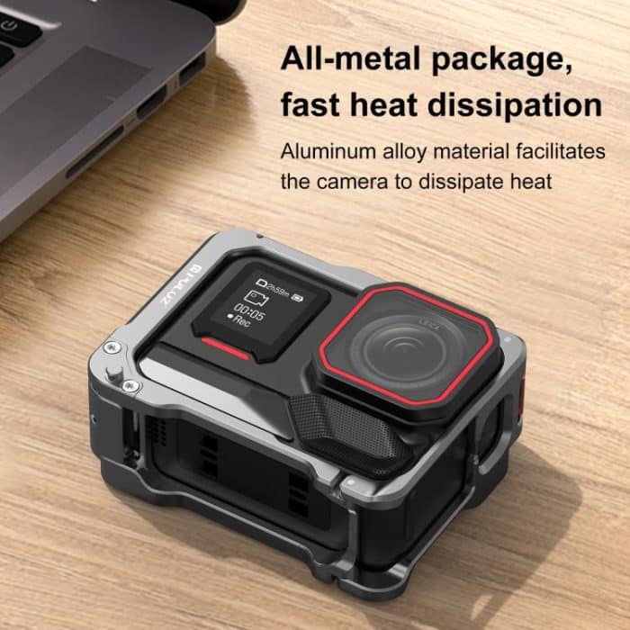 For Insta360 Ace Pro 2 PULUZ Aluminum Alloy Protective Cage Rig Dual Cold Shoe Housing Frame, For Insta360 Ace Pro 2 Meta Cage – Bild 8
