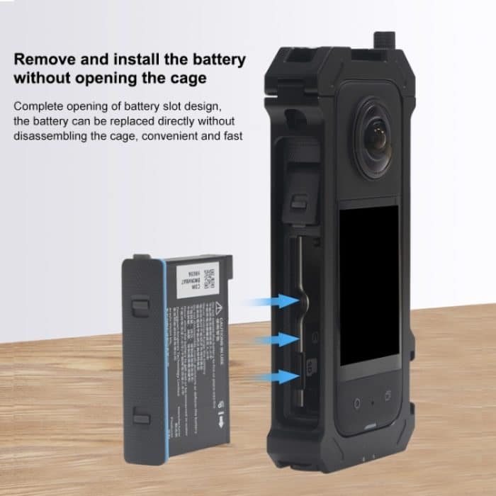 Für Insta360 X3 PULUZ Metall-Schutzkäfig-Rig-Gehäuserahmen mit erweiterter Kaltschuhbasis und Stativadapter, Metal Cage US Stock, Metal Cage – Bild 5